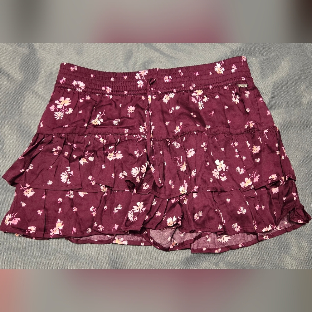 Victoria's Secret Summer Fling Satin Ruffle Skirt Wild Rose Floral NWT Size S